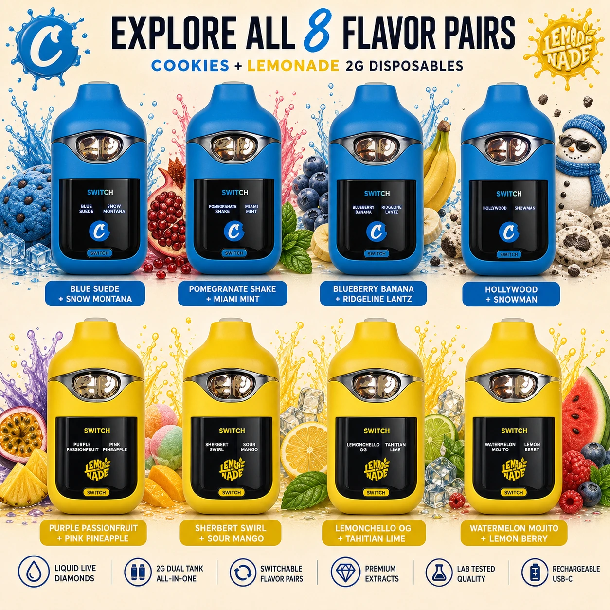 Cookies and Lemonade eight flavor pairs lineup