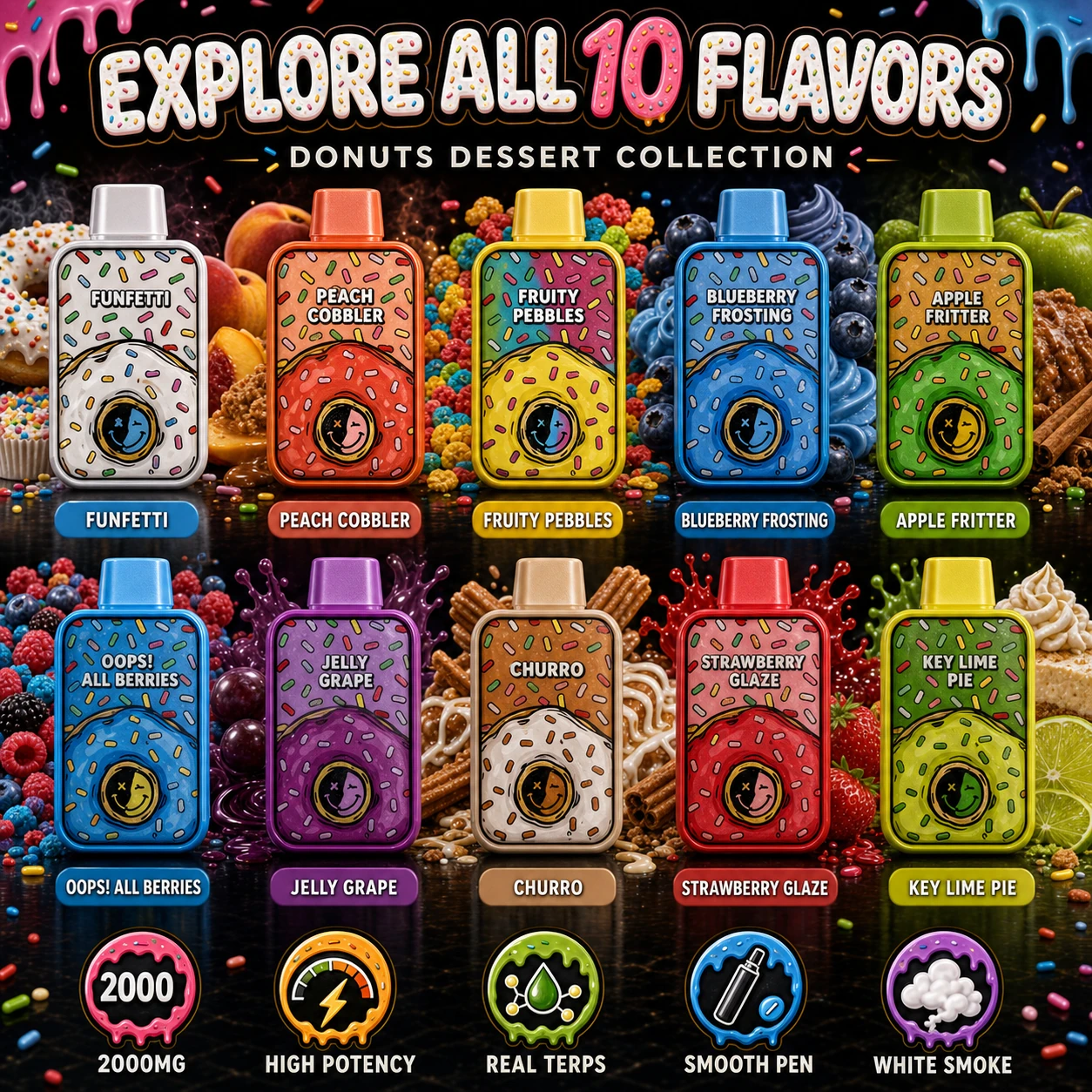 Donuts ten dessert flavor pens lineup