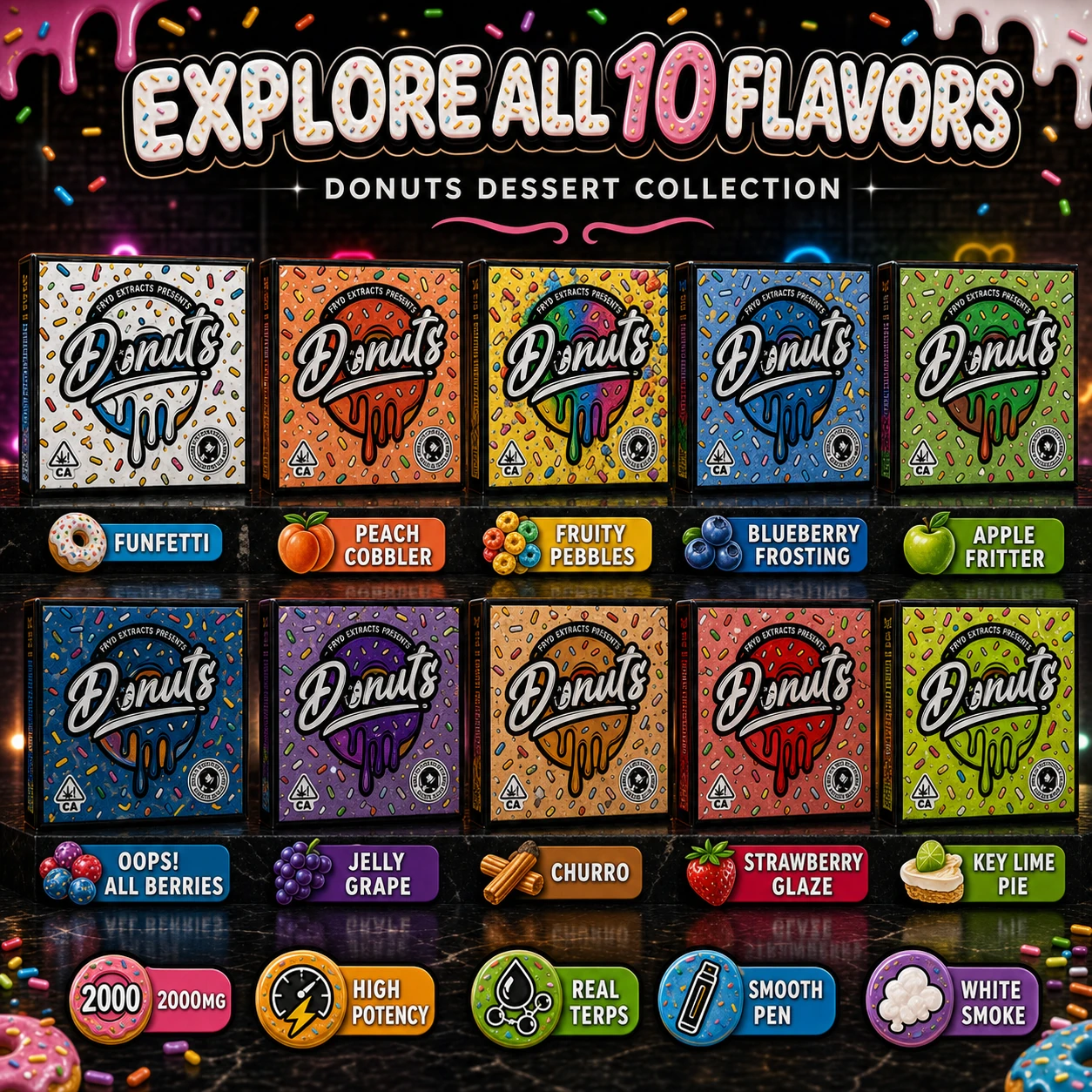 Donuts ten dessert flavor boxes