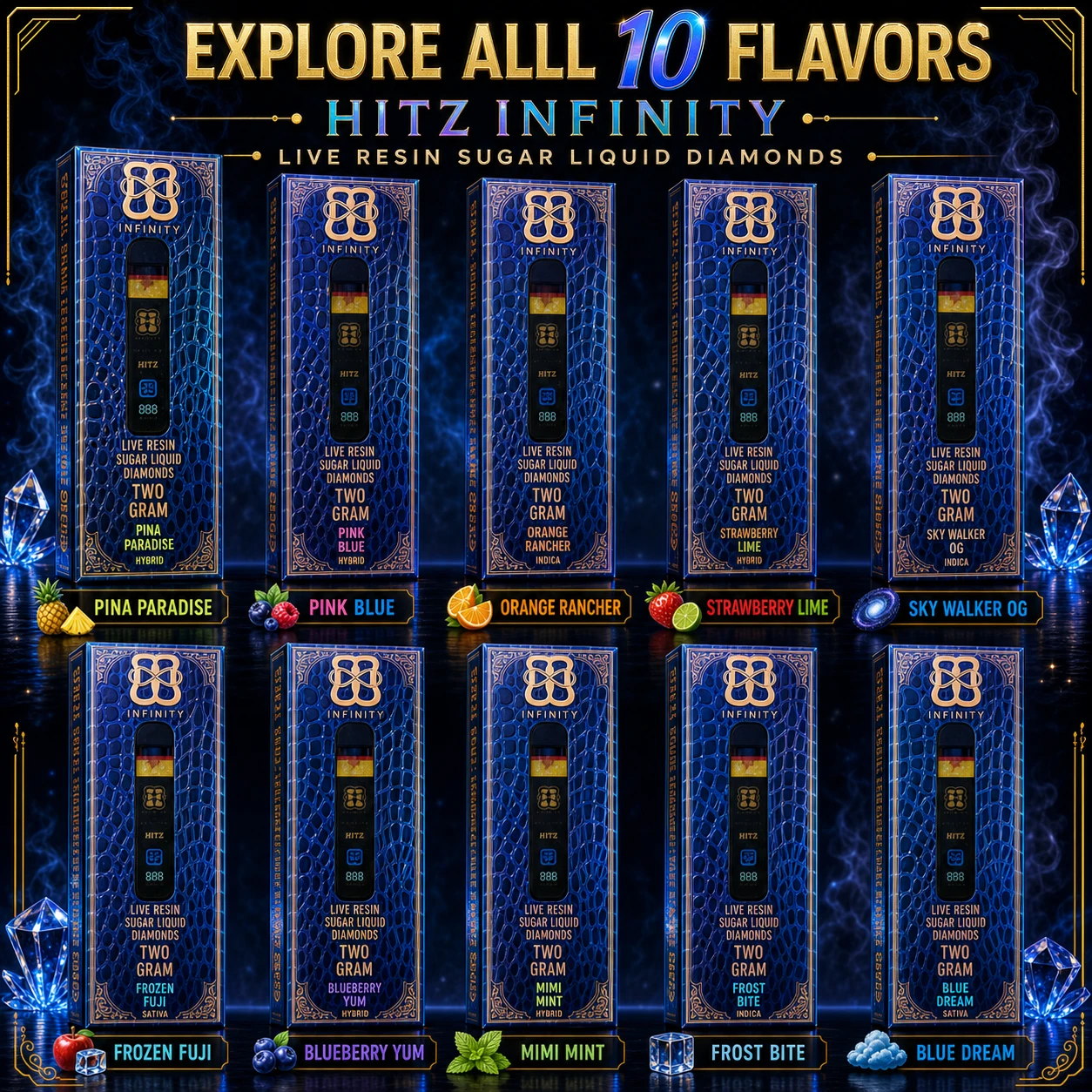 Hitz Infinity ten flavor boxes